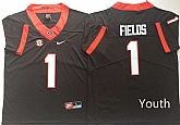 Youth Georgia Bulldogs 1 Justin Fields Black Nike College Football Jersey,baseball caps,new era cap wholesale,wholesale hats